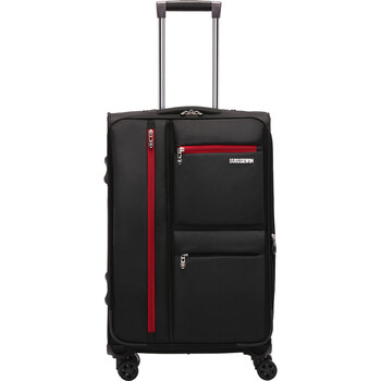 SUISSEWIN牛津布可扩展拉杆箱万向轮登机布箱旅行箱防泼水行李箱24吋黑6007