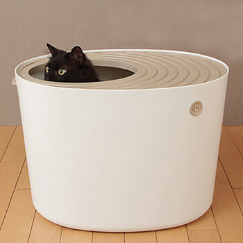 爱丽思新品猫砂盆猫厕所全封闭猫砂盆 大号白色