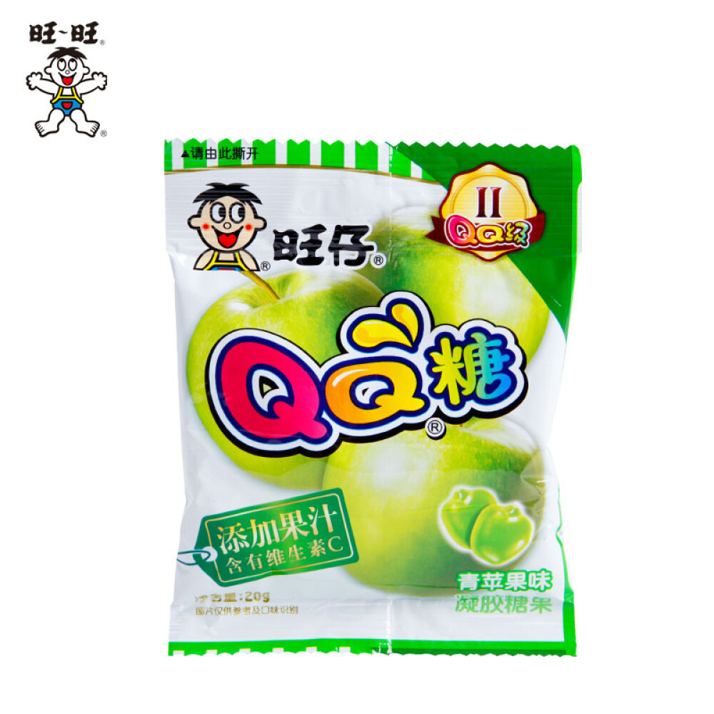 旺旺旺仔QQ糖水果汁软糖9口味可选橡皮糖休闲零食糖果 青苹果味20g*1