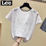 GOOMIL LEE短袖T恤女宽松2021韩版夏装新款女装时尚重工个性镂空红色上衣潮 白色 S