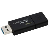 金士顿u盘 高速USB3.0 DT100G3电脑商务办公黑色 滑盖设计优盘 刻字定制U盘礼品 32G【双手机转接头+钥匙扣】