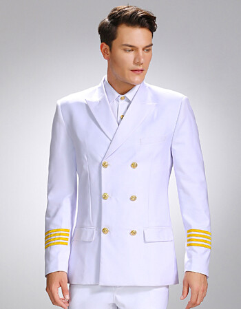 美国海军海员白色西服制服公司年会主持人演出表演服高管宴会礼服品质