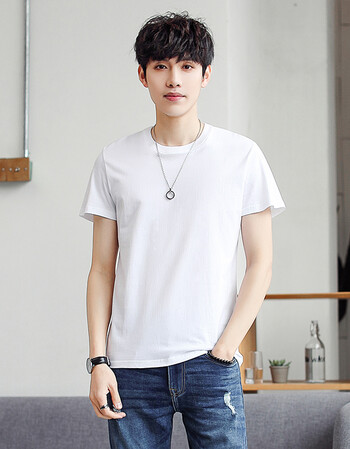 【精选好货】 短袖男2019春夏新款舒适圆领百搭t恤潮男韩版修身纯色