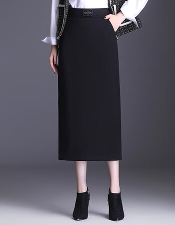 21年秋冬季新款韩版一步裙时尚高腰显瘦中长款半身长裙子6652黑色3xl