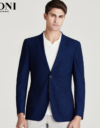 堡尼商务男装西装男时尚休闲西服青中年男士单西上衣ch261021a 深 