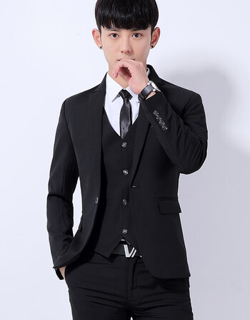 西服男新款男士修身大码小西装新郎礼服职业装休闲正装有套装黑色西装 裤子 马甲l 图片价格品牌报价 京东