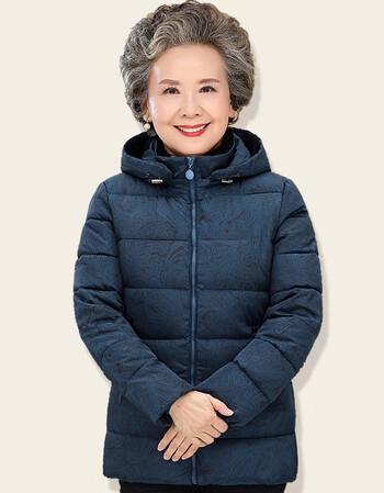 人衣服女棉袄80冬季妈妈装减龄加绒加厚奶奶装中老年保暖上衣乐卉暗花