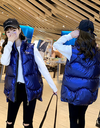 冬季羽绒马甲女高品质2021冬季新款亮面棉马甲女小个子无袖坎肩女洋气