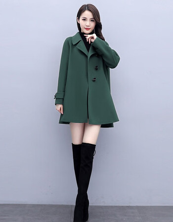 穆夏百合毛呢大衣女中长款2022春秋新款女装加厚呢子大衣上衣女式小