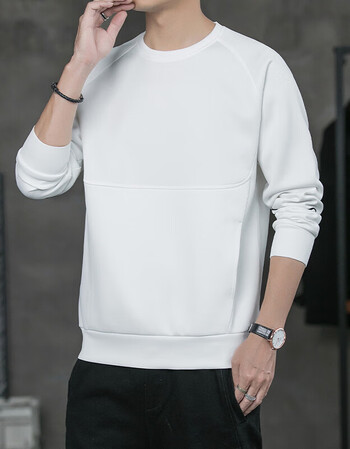 卫衣男圆领运动休闲男士纯色体恤打底衫上衣秋冬季flsapw982白色xl