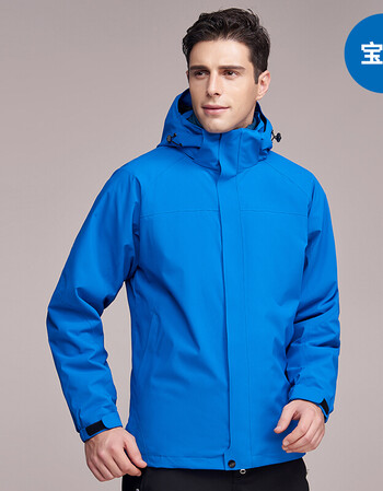 服户外冲锋衣外套风衣定制logo男女厚款三合一可拆卸工装蓝色男款xs