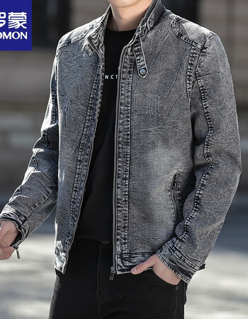 罗蒙牛仔外套男士夹克春秋季商务休闲韩版潮流男装牛仔男装褂子衣服男