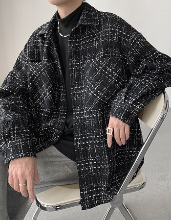 子俊男装暗黑系小香风外套男春秋款炸街痞帅工装夹克休闲宽松褂子黑色