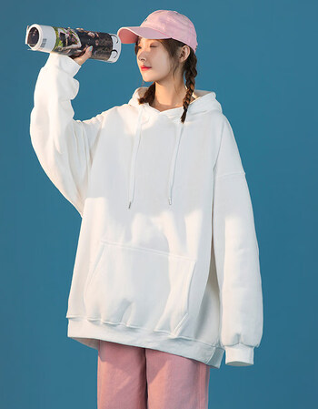 卫衣女年新款纯色女潮ins韩版宽松慵懒风秋冬保暖学生兜帽衫带帽子