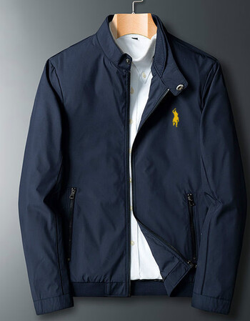 palphpaul保罗polo外套男宽松大码休闲商务夹克男骑士印花中青年翻领