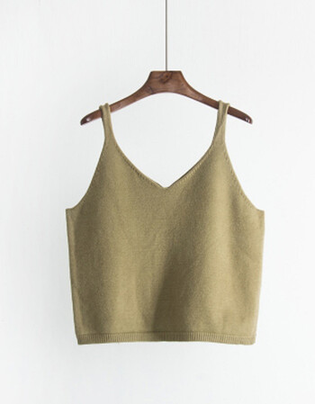 春秋女装短款吊带马甲甜美时尚针织小背心女宽松马夹毛衫c 绿色 均码