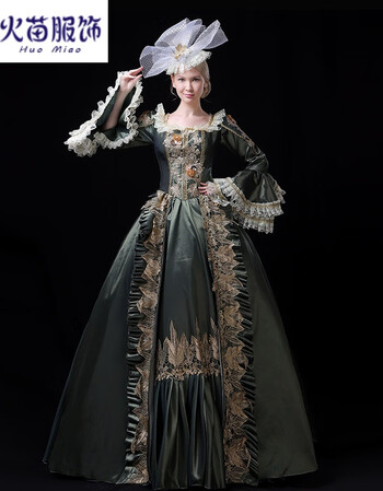 中世纪贵族礼服 欧洲宫廷服装女欧式复古演出服舞台装风格团体派对聚会定制墨绿色s 图片价格品牌报价 京东