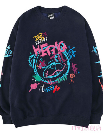 男士风衣外套中款heybig男装2021秋冬新款圆领卫衣男潮