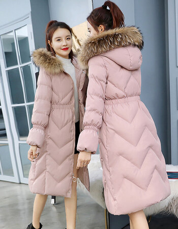 【京东特惠购】羽绒棉服冬季新款女装棉衣服中长款过膝韩版修身棉袄