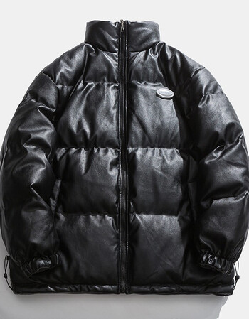 jvan男士冬季棉衣外套男pu仿皮皮衣上衣服男装冬装宽松夹克大码厚棉袄