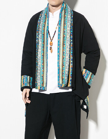 hotkeke彝族衣服彝男披风新疆民族服装藏装藏服康巴安多国x风装外套