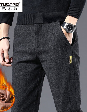 裤子冬款舒适中青年长裤男士冬装百搭显瘦帅气男式冬天男生6886a黑色