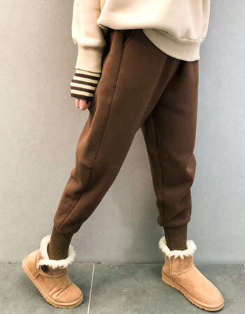 乐卉加绒加厚束脚卫裤女秋冬季松紧腰萝卜哈伦裤宽松显瘦运动长裤女士