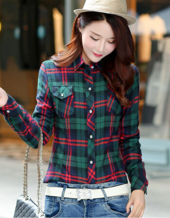 浪莎加绒衬衫女冬格子长袖修身加厚女式职业冬季衬衣女士工作服保暖