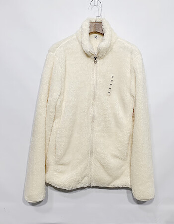 试衣间20秋冬款男女情侣款保暖长绒外套摇粒绒拉链茄克j419505 乳白色