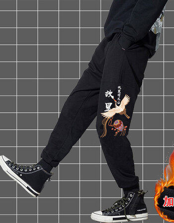 翰文泰高端男装国潮男裤子国风中学生宽松秋季新款青少年薄款小脚裤