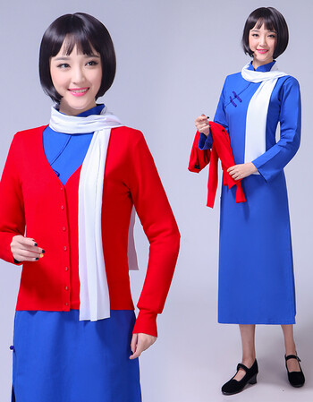 伊必圣民国学生装江姐服装舞台话剧演出服装红梅赞表演红旗服饰旗袍女