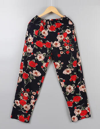 歆娜老太太花裤子冰丝夏季薄款松紧高腰直筒大码女妈妈中老年人九分裤