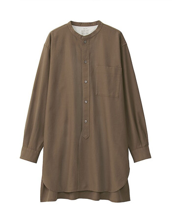 无印良品muji男女通用棉水洗牛津中长衬衫无性别棕色sm