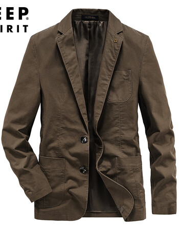 jeep吉普休闲西装外套男秋季新款韩版潮流男士西服修身商务正装夹克