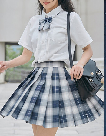 圣洛锋原创jk制服少女银线格裙女学生百褶裙半身裙学院风梦幻星空42cm