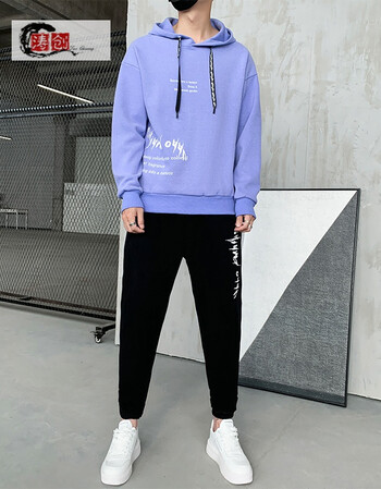 涛创上衣裤子2件套装男长袖卫衣男韩潮流春秋新品青少年学生休闲半袖