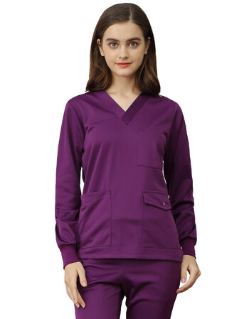 医生的手术服女长袖洗手衣皮肤管理护士工作服隔离衣刷手 女紫色长袖