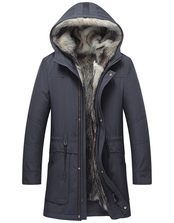 秋冬狼毛内胆派克服大衣男连帽皮毛一体皮草海宁真皮皮衣加厚外套2019