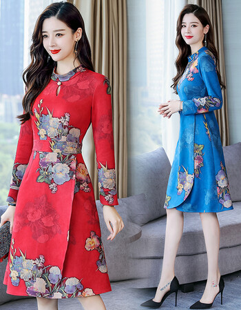 年货节过年衣服红色喜庆新年拜年服女装冬大人中国风本命年气质连衣裙