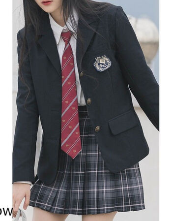 原创jk制服加厚jk西装女款三粒扣西服春秋季制服外套三扣藏青色西服