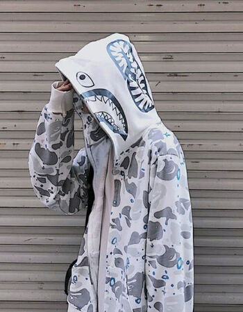 卫衣男套头春秋款韩版秋季宽松休闲日系潮牌鲨鱼迷彩薄款卫衣嘻哈宽松