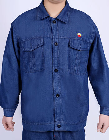 中国石油劳保工作服夏季焊工套装中石油牛仔工作服加油站薄款中石油