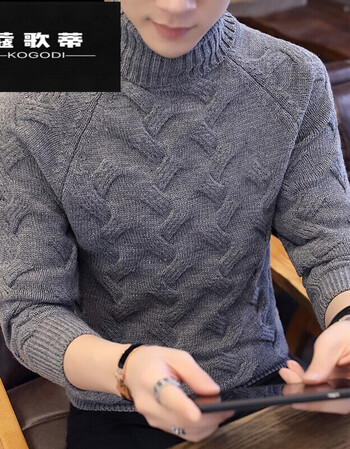 纯手工毛衣男士纯手工编织毛衣男高领龄男韩版加厚保暖手工针织线衣