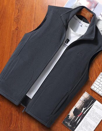 抓绒马甲男新款男士多口袋马夹外套休闲运动坎肩秋冬季加绒保暖大码