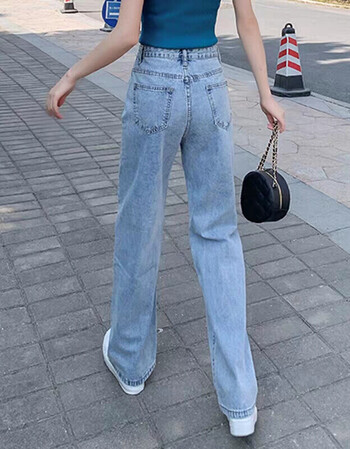 夏天穿的牛仔裤女矮个子阔腿裤薄款小个子午子高腰显瘦直筒夏季垂感
