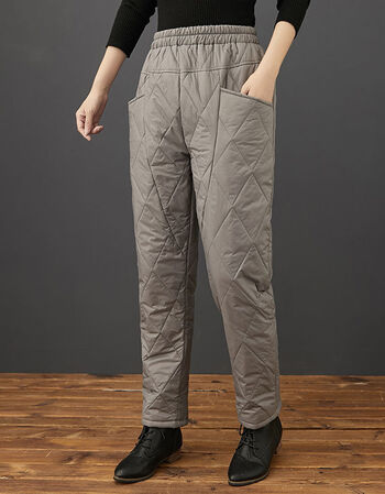 高品质羽绒裤轻薄棉裤女冬季女士韩版高腰显瘦菱格哈伦裤洋气外穿保暖