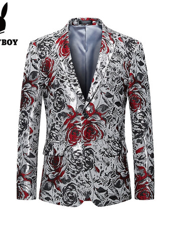 2021新款青年演出主持宴会结婚礼服韩版修身西装轻奢高端花色单西装m