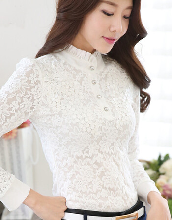 浪莎蕾丝打底衣衫女秋冬装新款韩版宽松加绒加厚长袖t恤保暖上衣服