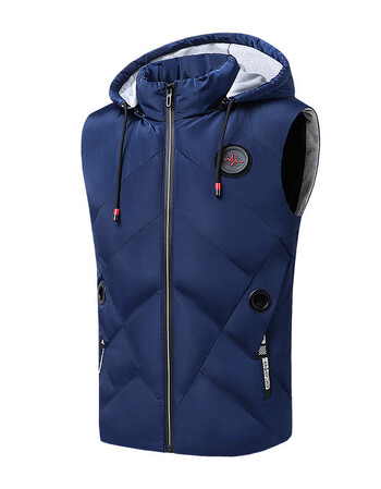 运动马甲男冬季韩版潮流工装坎肩外穿加厚背心马夹外套保暖q88蓝色xl