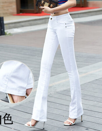 女装新款2021秋季新款白色牛仔裤女喇叭裤弹力显瘦百搭韩版微喇叭裤长